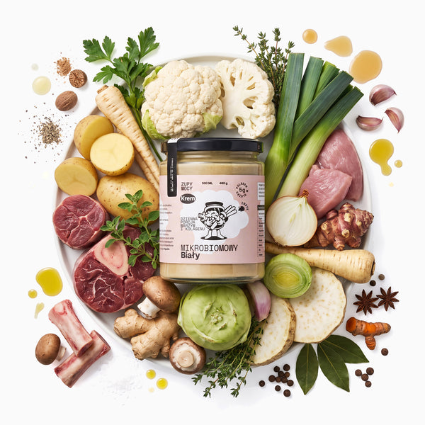 Biały krem mikrobiomowy Zupy Mocy - zupa kolagenowa w słoiku 500 ml