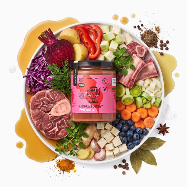 Czerwony krem mikrobiomowy Zupy Mocy - zupa kolagenowa w słoiku 500 ml