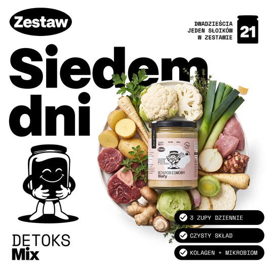 Detoks zupowy na 7 dni Zupy Mocy - 21 zup kolagenowych w słoikach